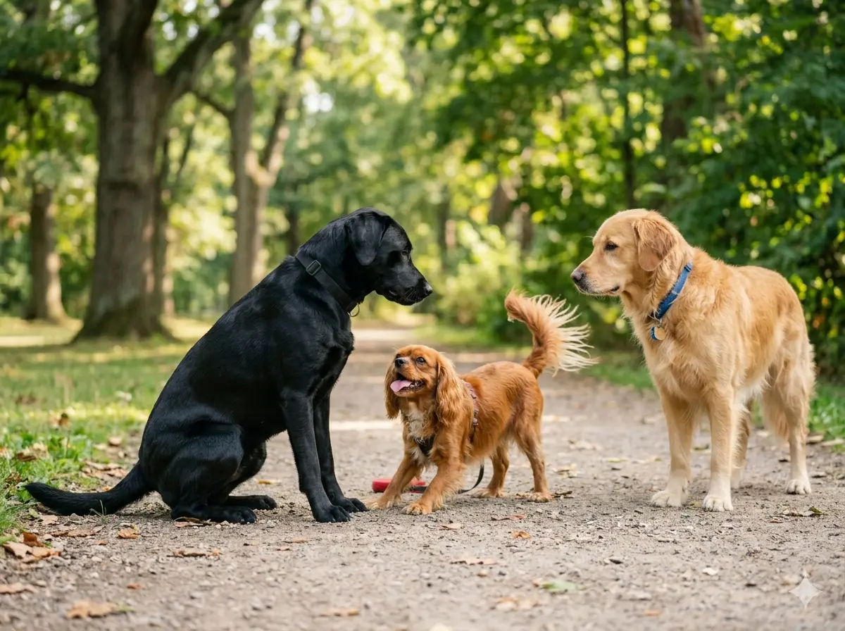 des chiens qui jouent ensemble