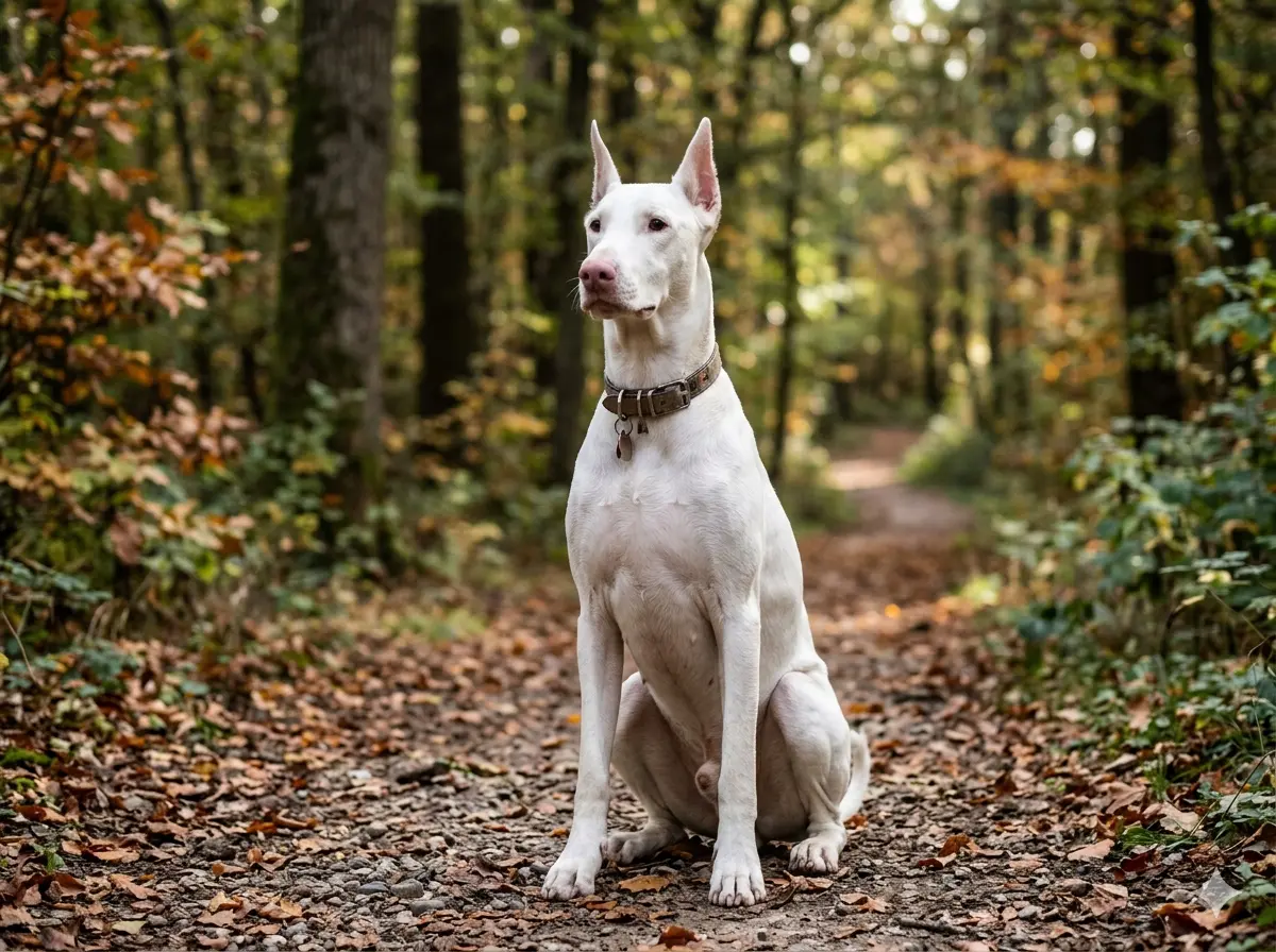 un doberman blanc